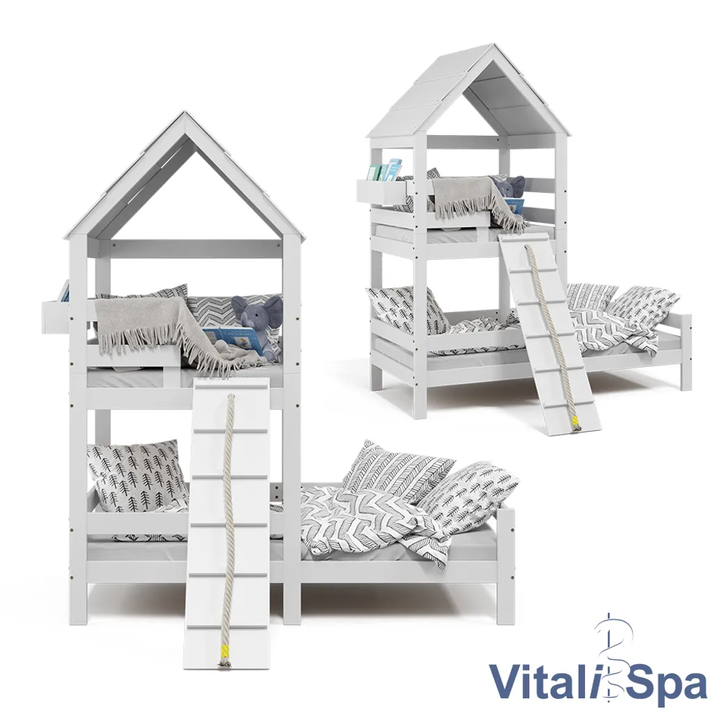 VitaliSpa Spielturmbett Teddy Weiß 208 X 235 X 108 Cm Massivholz 9 VitaliSpa Spielturmbett Teddy Weiß 208 X 235 X 108 Cm Massivholz – Bild 7