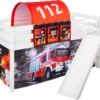 Spielbett JELLE 90 X 200 Cm Feuerwehr - Hochbett LILOKIDS - Weiß - Mit Schräger Rutsche Und Vorhang -Kinderbett Geschäft a9e244a6e66c886163e1d045dac31554