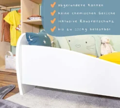 Alcube Kinderbett 70x140 Mit Matratze Lattenrost Und Rausfallschutz MDF MASSIVHOLZ Juniorbett Jugendbett - Weiß -Kinderbett Geschäft aada3c4188c6bf5d4603fb1c99f81ec4