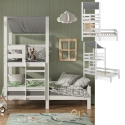 VitaliSpa Kinderbett Tom 90x200cm Spielturm Bett Spielbett Jugendbett Hausbett