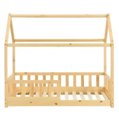 Juskys Kinderbett Marli 80 X 160 Cm Mit Rausfallschutz, Lattenrost Und Dach - Hausbett Für Kinder Aus Massivholz - Bett In Natur -Kinderbett Geschäft ab4b4d117e117e4d32dfcd7fd07122c8