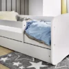 Kinderbett 180x80 Mit Rausfallschutz, Lattenrost & Schublade In Weiß 80 X 180 Mädchen Jungen Bett Skandi