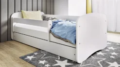 Kinderbett 180x80 Mit Rausfallschutz, Lattenrost & Schublade In Weiß 80 X 180 Mädchen Jungen Bett Skandi