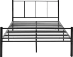 [en.casa] Metallbett 120x200 Cm Mit Matratze Aus Kaltschaum Jugendbett Schwarz Stahlbett Mit Kaltschaummatratze Standard 100 Gästebett Mit Lattenrost Matratze Und Kopfteil -Kinderbett Geschäft af75cf19560c85c94d3644bde458828a