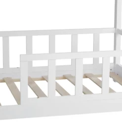 Homestyle4u 2048, Kinderbett Weiß Hausbett Mit Rausfallschutz 80x160 Cm Bodenbett Montessori Bett Bettenhaus Lattenrost -Kinderbett Geschäft b17d9768e1b0427010af62a26fbfa885