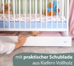Alcube® Mitwachsendes Babybett 60 X 120 Cm Mit Schublade Gitterbett 120x60 Kiefernholz Zum Kinderbett Umbaubar In Weiß -Kinderbett Geschäft b1c41ec932217a6a14afe5d395ba3ed6