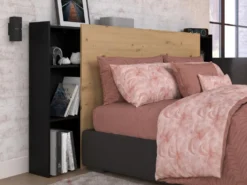 Bettkopfteil Mit Stauraum - L. 160 Cm - Naturfarben & Schwarz - FERDI -Kinderbett Geschäft b3050076b59e8b1239b883e0a09757b7