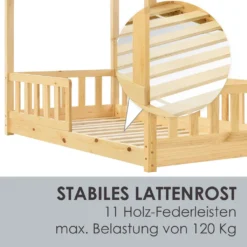 Juskys Kinderbett Marli 80 X 160 Cm Mit Rausfallschutz, Lattenrost Und Dach - Hausbett Für Kinder Aus Massivholz - Bett In Natur -Kinderbett Geschäft b346c87c4cab82fa68998a18ae11480b
