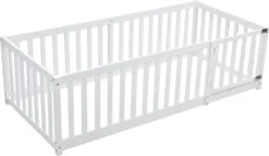 Merax Kinderbett 90x200 Cm Babybett Mit Zaun Und Schutzgitter, Kiefernholz Bodenbett Jugendbett, Weiß -Kinderbett Geschäft b4c1e6c89a7d59e02285cc852274d99c