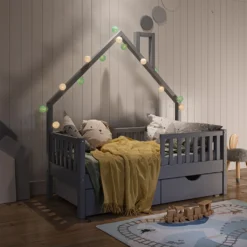 VitaliSpa Kinderbett + Schubladen Noemi Anthrazit 73 X 148 X 155 Cm Massivholz -Kinderbett Geschäft b5723490a594b04a9efcceb0b8fbc966