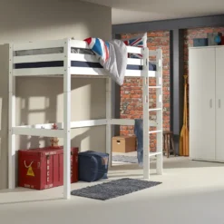 Relita Hochbett TOLI Buche Massiv Weiß Lackiert BH1021117-B90