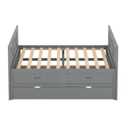 Merax Funktionsbett 90 X200 Cm Jugendbett Tagesbett Mit Schubladen Und Trundle, Funktionsliege Kojenbett Kinderbett Aus Kiefer, Grau -Kinderbett Geschäft b840bbcd337e44a5663510d0a1170811