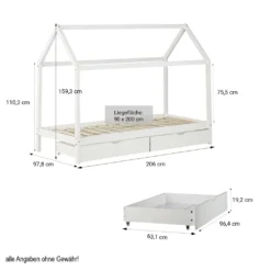 Homestyle4u 1992, Kinderbett Kinderhaus Spielbett Hausbett 90x200 Cm Weiß Mit Bettkasten -Kinderbett Geschäft ba01760adb8027373e9228c497882c94