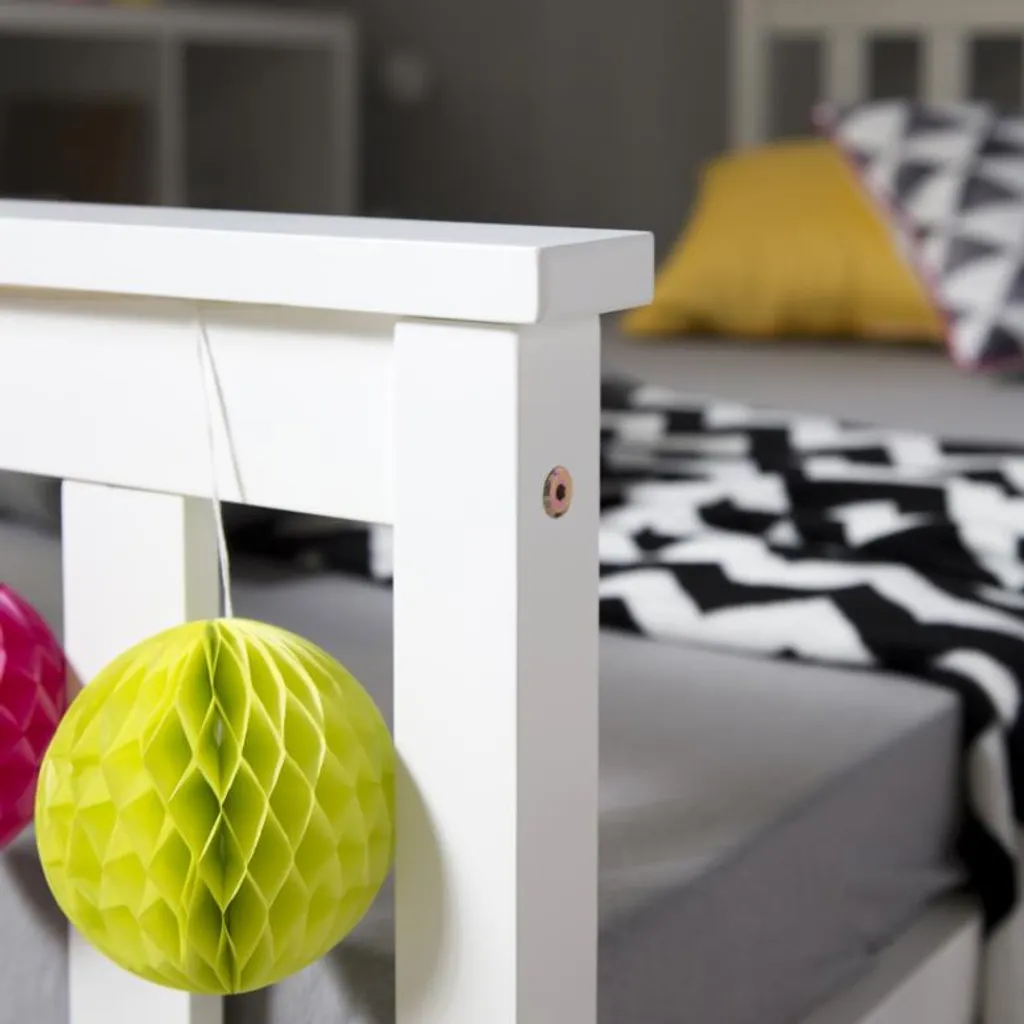 Homestyle4u 1416, Holzbett 90x200, Jugendbett Mit Lattenrost, Weiss, Kiefer Massivholz 6 Homestyle4u 1416, Holzbett 90x200, Jugendbett Mit Lattenrost, Weiss, Kiefer Massivholz – Bild 4