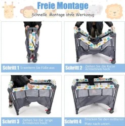 5 In 1 Babybett Mit Matratze, Reisebett Baby Mit Wickeltisch, Spieluhr Und Spielzeug, Laufstall | Beistellbett | Babyschaukel Für Baby Ab Geburt (Grau) -Kinderbett Geschäft beb9b8bd1db9ca9beb80e98c1c12caa6