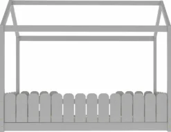 Merax Kinderbett 90x200cm Hausbett Spielbett Kinderhaus Mit Rausfallschutz Und Lattenrost, Schönes Babybett Aus Kiefernholz, Grau -Kinderbett Geschäft c0c128fd847e474e867077af9a84a2df