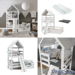 VitaliSpa Spielturmbett + 2 Matratzen Teddy Weiß 208 X 235 X 108 Cm Massivholz -Kinderbett Geschäft c19ac2e54062c5acfd48c58c45030c13