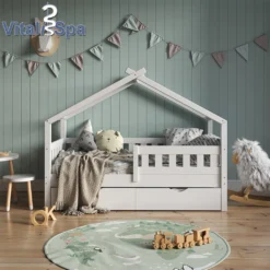 VitaliSpa Kinderbett + Bettschublade Design Weiß 167,6 X 87,6 X 133,6 Cm Massivholz -Kinderbett Geschäft c20037d9c60e40c6cc8b6edfe8547d10