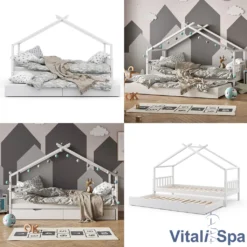 VitaliSpa Kinderbett + Bettschublade + Matratze Design Weiß 208 X 146 X 97 Cm Massivholz -Kinderbett Geschäft c30db40577f76ed919a79d99586b8fab