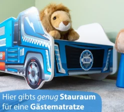 Alcube® Autobett 70x140 Cm LKW Polizei Mit Matratze Und Lattenrost Kinderbett 70x140 TRUCK Spielbett Massivholzbett Blau -Kinderbett Geschäft c467fca096a7ace86217cce0259fb045