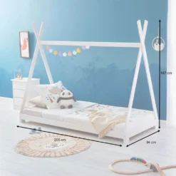 Tipi Bett ELIN Aus Massiver Kiefer In 90 X 200, Kinder Hausbett Mit Dach, Modernes Indianer Spielbett Für Kinder, Weiß Lackiert -Kinderbett Geschäft c579a0eaf4b43ecf27b981709f7a7eb9