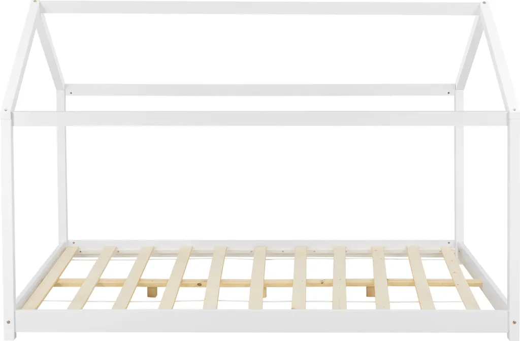 Kinderbett ’Cerro’ 140x200cm Hausbett Bettenhaus Spielbett Kiefernholz Weiß 7 Kinderbett ’Cerro’ 140x200cm Hausbett Bettenhaus Spielbett Kiefernholz Weiß – Bild 5