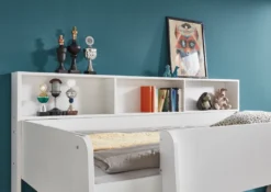 Relita Etagenbett SWAY Mit 2 X Liegeflächen 90x200 Cm, Inkl. Bodenplatte Und Regalen, Ausführung Spanplatte WeißNachbildung -Kinderbett Geschäft c7b9aea1e677f81e695313d04943ed38