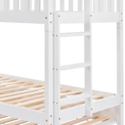Merax Kinderbett 90x200cm Etagenbett Hochbetten Mit Leiter, Rausfallschutz Und Dachform, Ausziehbett Drei Einzelbetten Hoch Doppel Stockbett Für Kinderzimmer, Kiefernholz Rahmen, Weiß -Kinderbett Geschäft c7bd1856a9e70c8919385927f2b88d40