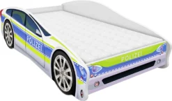 ACMA Jugendbett Kinderbett Auto-Bett Junior Cars Bett Komplett-Set Mit Matratze, Lattenrost Und Rausfallschutz 160x80 Cm - Polizei -1 -Kinderbett Geschäft c9b4833bf9bd7475f6fc715a5a2dd53d 1