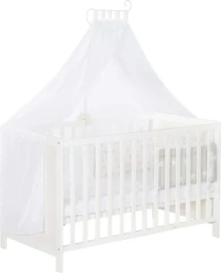 Roba Mulitfunktionsbett Sterne Grau Mit Beistellfunktion, Lattenrost, Matratze, Bettreduzierer, Himmel, Himmelstange, Kinderbett, Anstellbett, Babybett, Höhenverstellbar, Liegefläche 60x120 Cm, Weiß -Kinderbett Geschäft c9c1ebc38c3fe27fd0f6064955b7be78