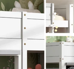 Merax Etagenbett 90x200 Cm Kinderbett Hochbett Mit Zwei Beschreibbaren Tafeln, Klein Ablage Und Leiter, Spielbett Aus Kiefer Für Jungen Und Mädchen, Weiß -Kinderbett Geschäft cb291b466a54c28327c6e99986489d12