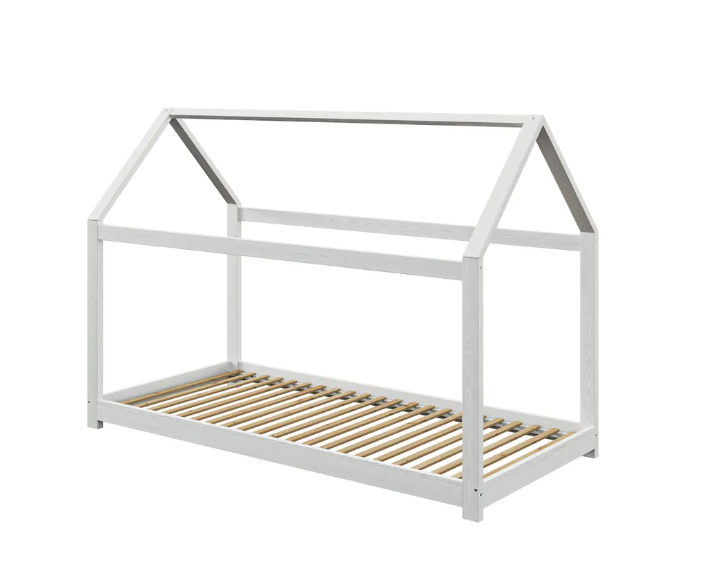 ALCUBE Hausbett 90x200 Im Montessori Stil Für Mädchen Und Jungen - Kinderbett Bodentief Aus MassivenHolz In Weiß 9 ALCUBE Hausbett 90x200 Im Montessori Stil Für Mädchen Und Jungen - Kinderbett Bodentief Aus MassivenHolz In Weiß – Bild 7