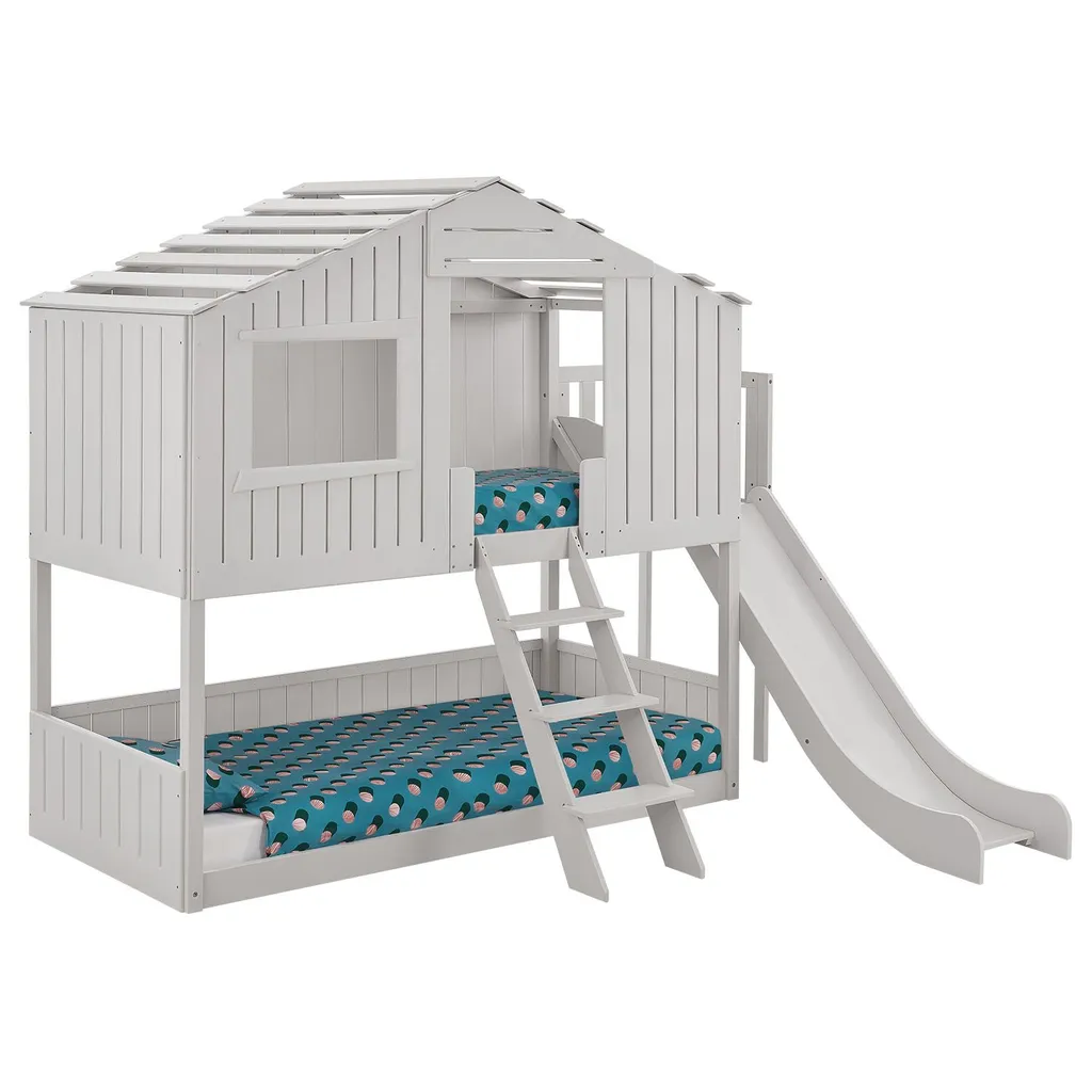 Juskys Kinderbett Baumhaus 90 X 200 Cm Mit Dach, Rutsche & Leiter – Etagenbett Weiß Für Kinder – 2x Lattenrost Bis 150 Kg – Hausbett Aus Massivholz 9 Juskys Kinderbett Baumhaus 90 X 200 Cm Mit Dach, Rutsche & Leiter – Etagenbett Weiß Für Kinder – 2x Lattenrost Bis 150 Kg – Hausbett Aus Massivholz – Bild 7