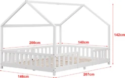 Kinderbett Sisimiut 140x200 Cm Hausbett Mit Rausfallschutz Bettenhaus Mit Lattenrost Kiefernholz Weiß -Kinderbett Geschäft ce037732e3f3d7007f232497a1b8d93a