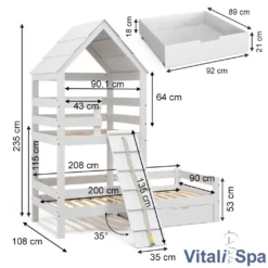 VitaliSpa Spielturmbett + 2 Matratzen Teddy Weiß 208 X 235 X 108 Cm Massivholz -Kinderbett Geschäft cf530f320c7c8c287b7657bb4c877cea
