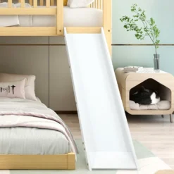 Merax Etagenbett 90x200cm Kinderbett Mit Rutsche, Treppe Mit Stauraum, Fallschutz Und Handlauf, Hausbett Aus Massivholz In Natur Und Weiß, 2 Einzelbetten Stockbett Für Kinderzimmer -Kinderbett Geschäft cfb9139f9cccc821e33a1fbe492c0430