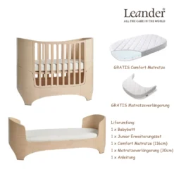 Leander Classic Baby-/Juniorbett Inkl. Matratze Und Bettverlängerung 0-7 Jahre, Whitewash -Kinderbett Geschäft d004b83299e2ea13b34eda4cbfd483e0