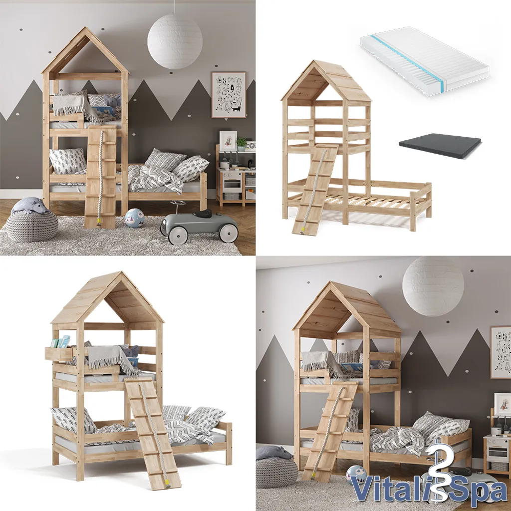 VitaliSpa Spielturmbett – Kinderbett Inkl. Matratze 90x200 Cm, Hochbett – Buche Massivholz 9 VitaliSpa Spielturmbett – Kinderbett Inkl. Matratze 90x200 Cm, Hochbett – Buche Massivholz – Bild 7