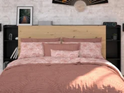 Bettkopfteil Mit Stauraum - L. 160 Cm - Naturfarben & Schwarz - FERDI -Kinderbett Geschäft d6e511259580023d542c75c86e0dd7b3