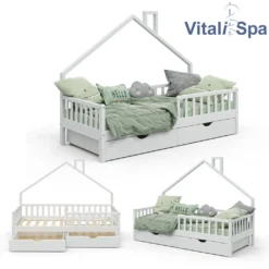 VitaliSpa Kinderbett + Schubladen Noemi Weiß 93 X 208 X 155 Cm Massivholz -Kinderbett Geschäft da5f0f4a63065373ce6aa077a21ad54b
