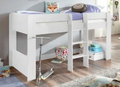Hochbett ANDI 1 Kinderbett Spielbett Halbhohes Bett Weiß