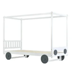 Merax Kinderbett 90x200cm Autobett Mit Lattenrost Und Rädern, Abnehmbarer Rahmen, Rahmen Aus Kiefer, Einzelbett Jungenbett Babybett Für Mädchen Und Jungen, Weiß -Kinderbett Geschäft dcc930d630fa78e27ba2742e92e658df