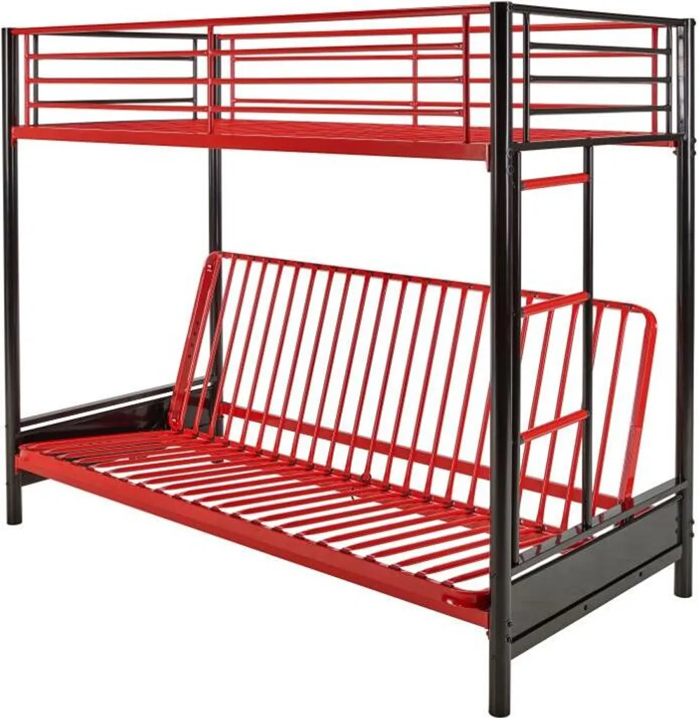 Hochbett Mit Schlafsofa - 90 X 190 Cm - Metall - Rot & Schwarz - MODULO V 5 Hochbett Mit Schlafsofa - 90 X 190 Cm - Metall - Rot & Schwarz - MODULO V – Bild 3