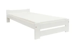 NATI Bett Einzelbett Gästebett 200x90cm Weiß Mit Lattenrost Massivholz