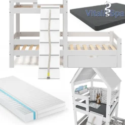 VitaliSpa Spielturmbett + 2 Matratzen Teddy Weiß 208 X 235 X 108 Cm Massivholz -Kinderbett Geschäft df4af0234d6d9dca91b7561f0e91d868