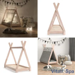 VitaliSpa Kinderbett Tipi Natur 140 X 137 X 70 Cm Massivholz -Kinderbett Geschäft e01ad25c34a918214c193f61a96339c3