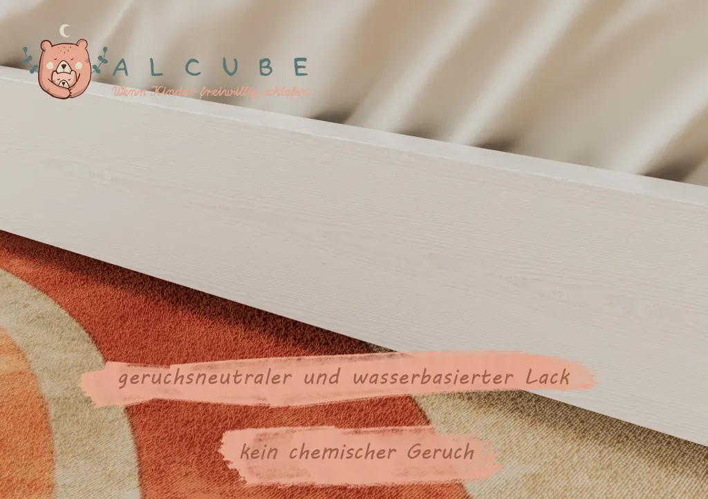 ALCUBE Hausbett 90x200 Im Montessori Stil Für Mädchen Und Jungen - Kinderbett Bodentief Aus MassivenHolz In Weiß 5 ALCUBE Hausbett 90x200 Im Montessori Stil Für Mädchen Und Jungen - Kinderbett Bodentief Aus MassivenHolz In Weiß – Bild 3