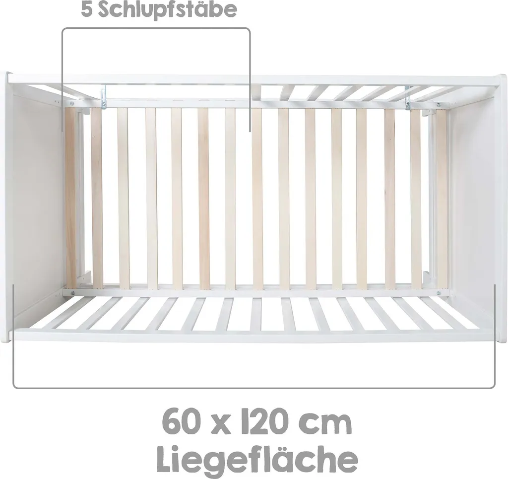 Roba Beistellbett, Weiß, Höhenverstellbar, 5 Schlupfsprossen, Inkl. Lattenrost, 60 X 120 Cm 9 Roba Beistellbett, Weiß, Höhenverstellbar, 5 Schlupfsprossen, Inkl. Lattenrost, 60 X 120 Cm – Bild 7