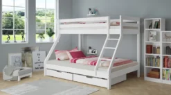 Doppel-Etagenbett Weiß 140x200 Und 90x200 Erwachsenen-Stockbett Kiefer Massivholz V-60.19-09-14WRollrost Inkl. -Kinderbett Geschäft e3fbca62230d140354a9f049e243d209