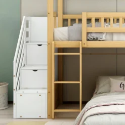 Merax Etagenbett 90x200cm Kinderbett Mit Rutsche, Treppe Mit Stauraum, Fallschutz Und Handlauf, Hausbett Aus Massivholz In Natur Und Weiß, 2 Einzelbetten Stockbett Für Kinderzimmer -Kinderbett Geschäft e5e1edbc80bedd6b383824aa1052e286